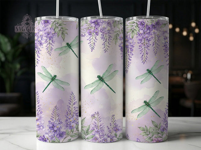 Green Dragonfly Wisteria 20oz Tumbler, Green Dragonfly, Dragonfly Wisteria, Wisteria Tumbler, 20oz Tumbler, Dragonfly Tumbler, Green Tumbler, Tumbler Wrap Sublimation SvggirlplusArt 
