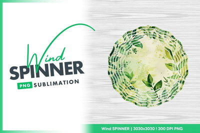 Green foliage round wind spinner design Sublimation Regulrcrative 