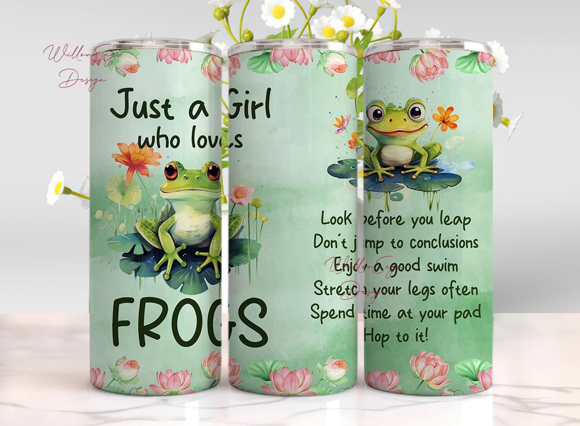 Frog Tumbler Wrap PNG, 20OZ Skinny Tumbler PNG - So Fontsy