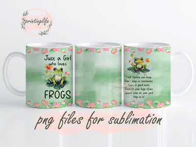 Green Frog Mug, Frogs Mug Wrap, Instant Digital Download PNG, frog in nature mug, froggy vibes mug, funky frog mug Sublimation PrintingLife 