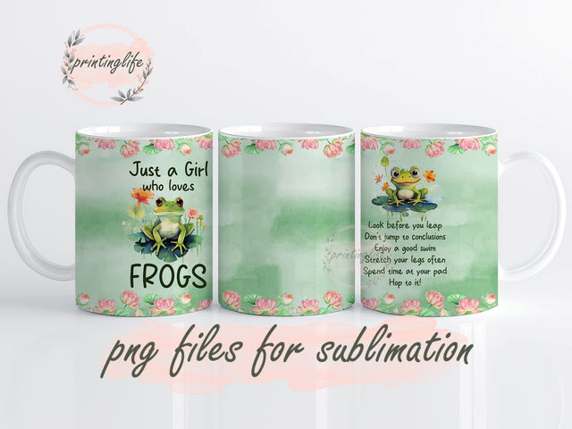 Green Frog Mug, Frogs Mug Wrap, Instant Digital Download PNG, frog in nature mug, froggy vibes mug, funky frog mug Sublimation PrintingLife 