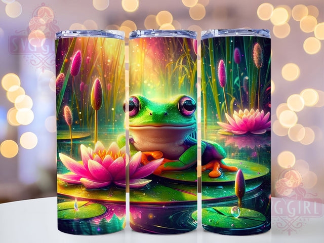 Green Frog Nature 20oz Tumbler Wrap, Nature Frog Mug, Amphibian Theme Cup, Green Frog Design, Wildlife Animal Wrap, Cute Frog Lover Gift, Sublimation Tumbler Wrap Sublimation SvggirlplusArt 