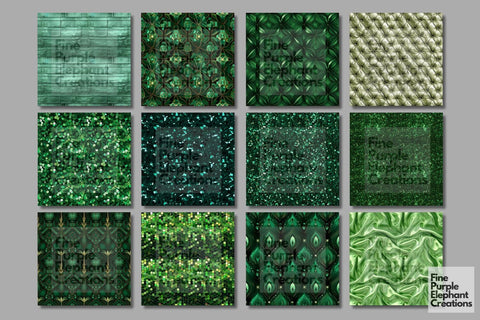 Green Glam Digital Paper | Luxury Glitter Art Deco Digital Pattern Fine Purple Elephant Creations 