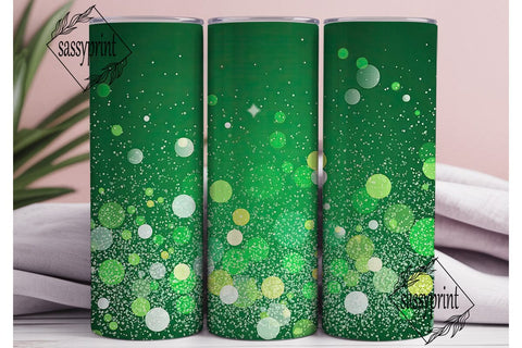 Green Glitter Bokeh 20oz Tumbler Wrap Sublimation sassyprint 