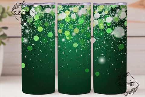 Green Glitter Bokeh 20oz Tumbler Wrap Sublimation sassyprint 