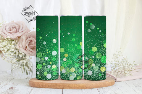 Green Glitter Bokeh 20oz Tumbler Wrap Sublimation sassyprint 