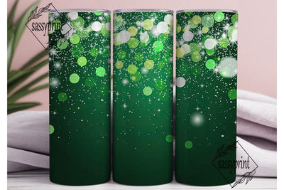Green Glitter Bokeh 20oz Tumbler Wrap Sublimation sassyprint 