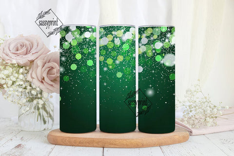 Green Glitter Bokeh 20oz Tumbler Wrap Sublimation sassyprint 