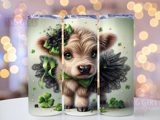 Green Glitter Highland Cow Tumbler, Green Glitter Tumbler, Stylish 20oz Wrap, Sublimation Design, Trendy Gift Idea, Irish Cow Wrap, St. Patrick’s Glitter Tumbler Sublimation SvggirlplusArt 