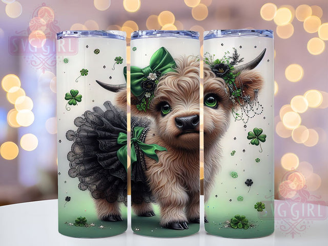 Green Glitter Highland Cow Tumbler, Green Glitter Tumbler, Stylish 20oz Wrap, Sublimation Design, Trendy Gift Idea, Irish Cow Wrap, St. Patrick’s Glitter Tumbler Sublimation SvggirlplusArt 