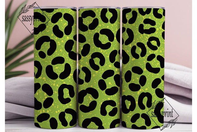 Green Glitter Leopard Print Tumbler Wrap Sublimation sassyprint 