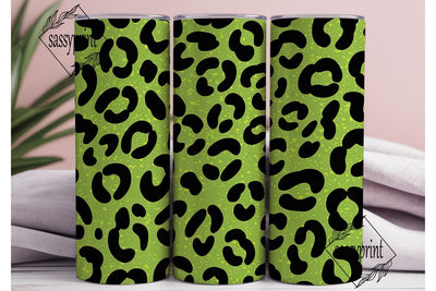 Green Glitter Leopard Print Tumbler Wrap Sublimation sassyprint 