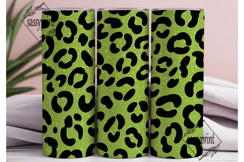 Green Glitter Leopard Print Tumbler Wrap Sublimation sassyprint 