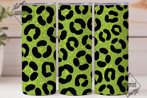 Green Glitter Leopard Print Tumbler Wrap Sublimation sassyprint 