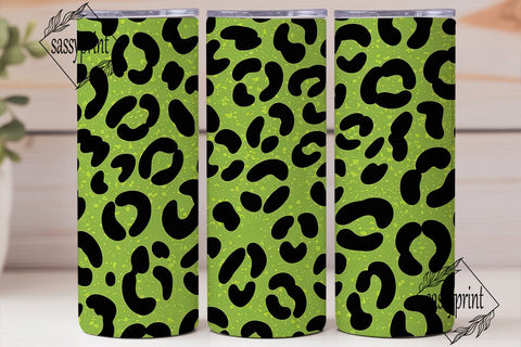 Green Glitter Leopard Print Tumbler Wrap Sublimation sassyprint 