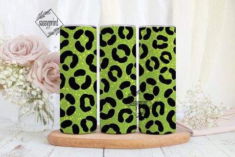 Green Glitter Leopard Print Tumbler Wrap Sublimation sassyprint 
