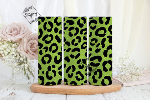 Green Glitter Leopard Print Tumbler Wrap Sublimation sassyprint 