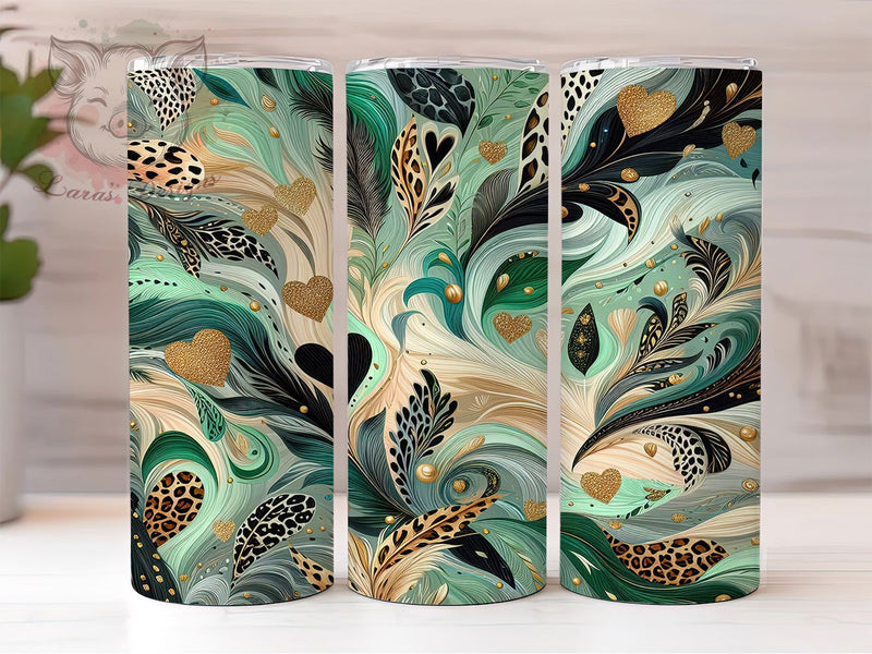 Green Glitter Leopard Shamrock Tumbler, Green Glitter Tumbler, Stylish 20oz Wrap, Sublimation Design, Trendy Gift Idea, St Patrick’s Leopard Wrap, Glitter Shamrock Tumbler Sublimation Lara' s Designs 