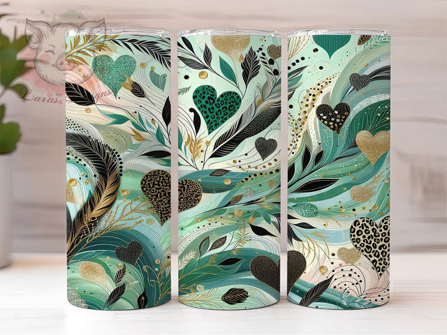 Green Glitter Leopard Shamrock Tumbler, Green Glitter Tumbler, Stylish 20oz Wrap, Sublimation Design, Trendy Gift Idea, St Patrick’s Leopard Wrap, Glitter Shamrock Tumbler Sublimation Lara' s Designs 