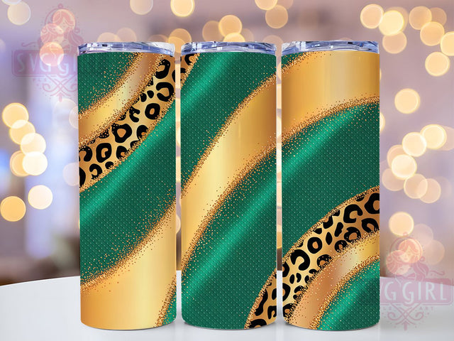 Green Glitter Leopard Tumbler, Sparkly Leopard Pattern, Green Cheetah Print, 20Oz Sublimation Wrap, Glitter Animal Art, Shiny Leopard Texture, Tumbler Sublimation Sublimation SvggirlplusArt 