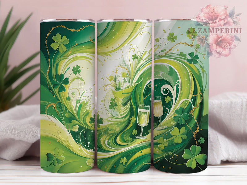 Green Glitter Shamrock Cocktail Tumbler, Green Glitter Tumbler, Stylish 20oz Wrap, Sublimation Design, Trendy Gift Idea, St Patricks Wrap, Festive Shamrock Tumbler Sublimation Li Zamperini 