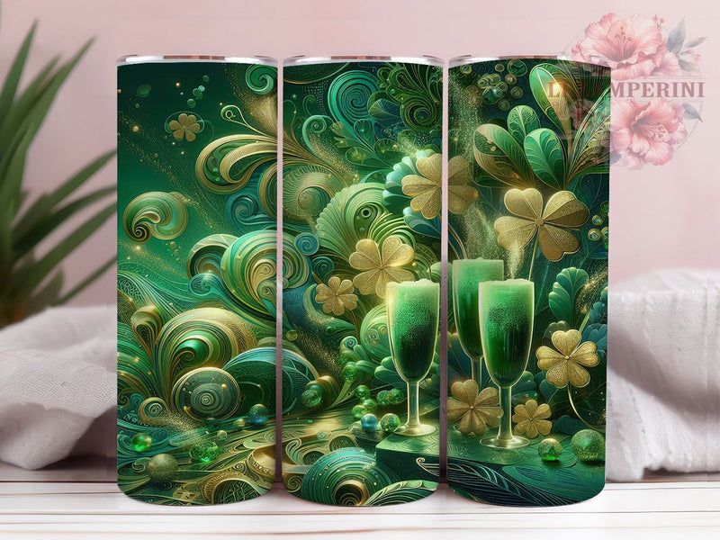 Green Glitter Shamrock Cocktail Tumbler, Green Glitter Tumbler, Stylish 20oz Wrap, Sublimation Design, Trendy Gift Idea, St Patricks Wrap, Festive Shamrock Tumbler Sublimation Li Zamperini 