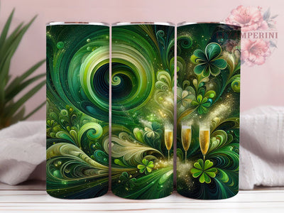 Green Glitter Shamrock Cocktail Tumbler, Green Glitter Tumbler, Stylish 20oz Wrap, Sublimation Design, Trendy Gift Idea, St Patricks Wrap, Festive Shamrock Tumbler Sublimation Li Zamperini 