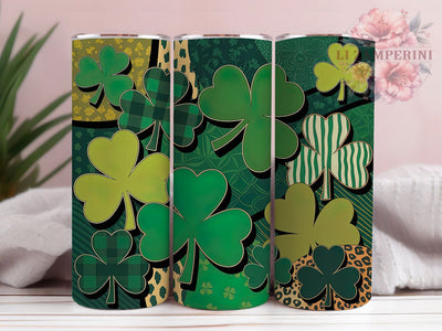 Green Glitter Shamrock Tumbler, Green Glitter Tumbler, Stylish 20oz Wrap, Sublimation Design, Trendy Gift Idea, Leopard Shamrock Wrap, Festive Clover Tumbler Sublimation Li Zamperini 