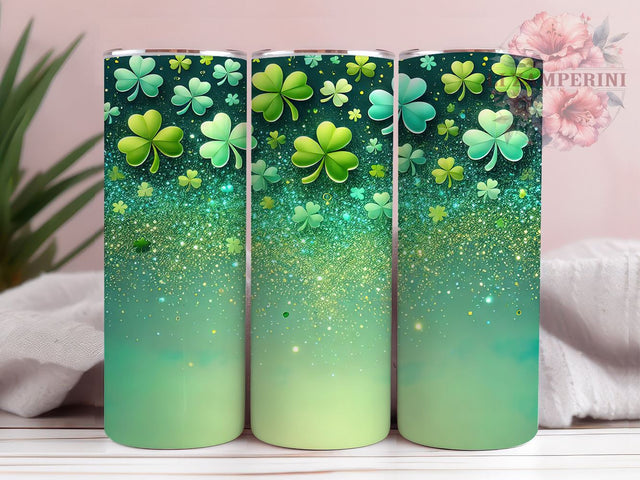 Green Glitter St. Patrick’s 20oz Tumbler, Green Glitter Tumbler, 20oz Tumbler Wrap, Sublimation Design, Irish Glitter, Shamrock Tumbler, Lucky Drinkware Sublimation Li Zamperini 
