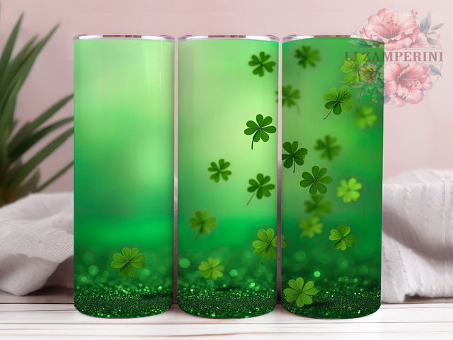 Green Glitter St. Patrick’s 20oz Tumbler, Green Glitter Tumbler, 20oz Tumbler Wrap, Sublimation Design, Irish Glitter, Shamrock Tumbler, Lucky Drinkware Sublimation Li Zamperini 