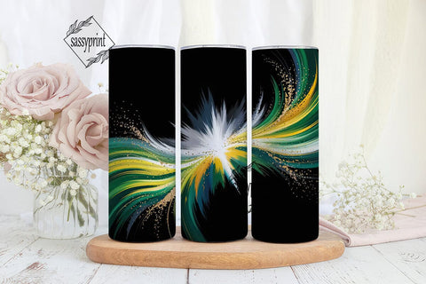 Green & Gold Abstract 20oz Tumbler Wrap Sublimation sassyprint 