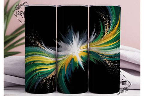 Green & Gold Abstract 20oz Tumbler Wrap Sublimation sassyprint 