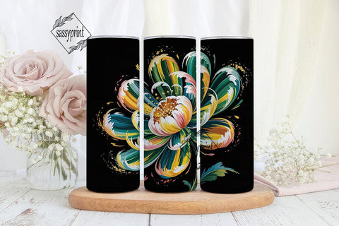 Green & Gold Abstract 20oz Tumbler Wrap Sublimation sassyprint 