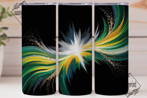 Green & Gold Abstract 20oz Tumbler Wrap Sublimation sassyprint 
