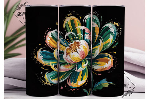 Green & Gold Abstract 20oz Tumbler Wrap Sublimation sassyprint 