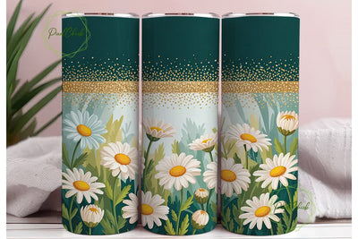 Green Gold Daisy Floral 20oz Tumbler Sublimation PixelChick 