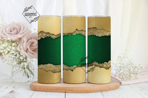 Green & Gold Glitter 20oz Tumbler Wrap Sublimation sassyprint 