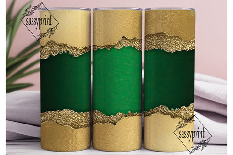 Green & Gold Glitter 20oz Tumbler Wrap Sublimation sassyprint 