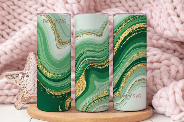 Green Gold Marble 20oz Tumbler Design Sublimation DesignSVG 