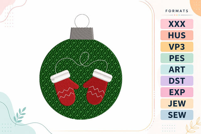 Green Knit Ornament with Mittens Christmas Embroidery Design Embroidery/Applique DESIGNS sg embroidery 