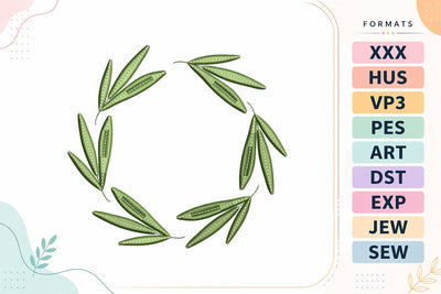 Green Leaf Wreath Botanical Frame Embroidery Design Embroidery/Applique DESIGNS sg embroidery 