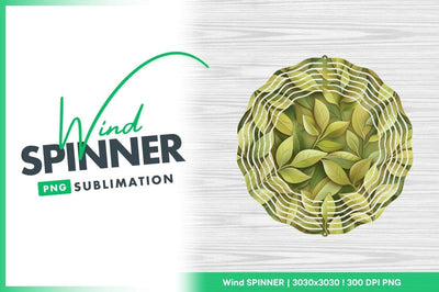 Green leaves seamless pattern wind spinner round png Sublimation Regulrcrative 