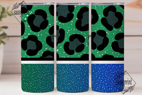 Green Leopard Glitter 20oz Tumbler Wrap Sublimation sassyprint 