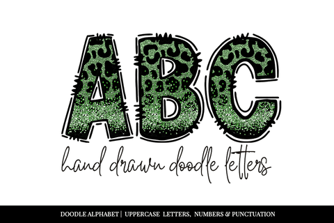 Green Leopard Print Alphabet Doodle Sublimation BijouBay 
