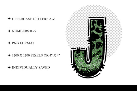 Green Leopard Print Alphabet Doodle Sublimation BijouBay 