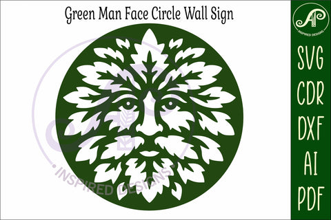 Green Man Circle Wall Art SVG, Greenman Face Laser Cut File SVG APInspireddesigns 