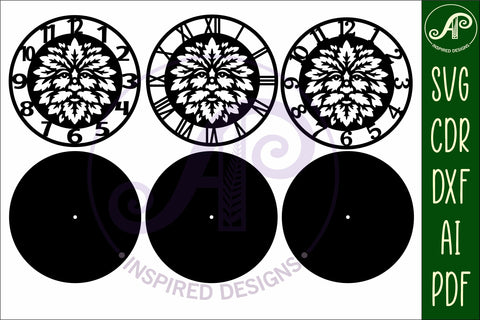 Green man Face clock wall clock laser cut file SVG APInspireddesigns 