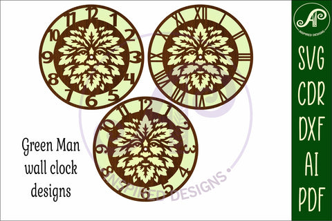 Green man Face clock wall clock laser cut file SVG APInspireddesigns 
