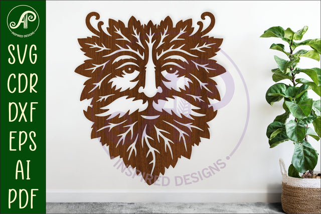 Green Man Wall Art SVG, Greenman Face Laser Cut File SVG APInspireddesigns 