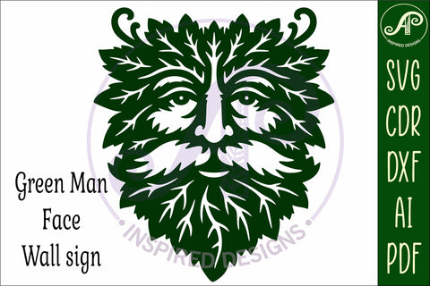 Green Man Wall Art SVG, Greenman Face Laser Cut File SVG APInspireddesigns 